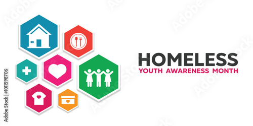 National Youth Homeless Awareness Month. Great for cards, banners, posters, social media and more. White background.