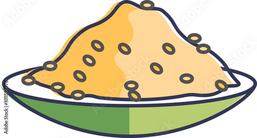 Illustration of a bowl filled with cooked quinoa, highlighting its nutritious and wholesome nature.