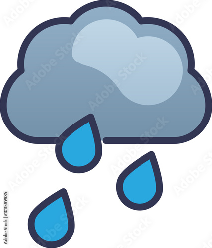 Illustration of a raincloud with raindrops, symbolizing rain and weather.
