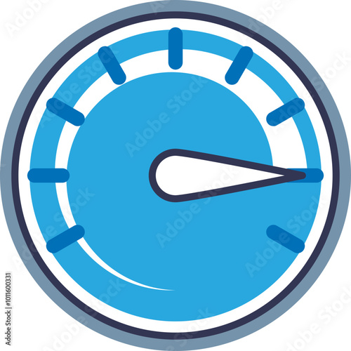 Illustration of a speedometer with a needle indicating speed, symbolizing velocity and performance.