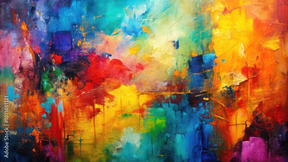 Fototapeta premium An Abstract Expression of Vibrant Hues and Textured Strokes in a Dynamic Composition