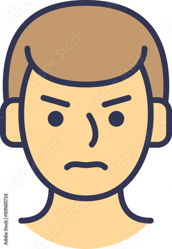 A simple graphic of a red face with a frowning mouth and furrowed brows, symbolizing anger or frustration.