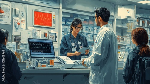 a An illustration of the process of managing and assessing patients with cardiovascular diseases.