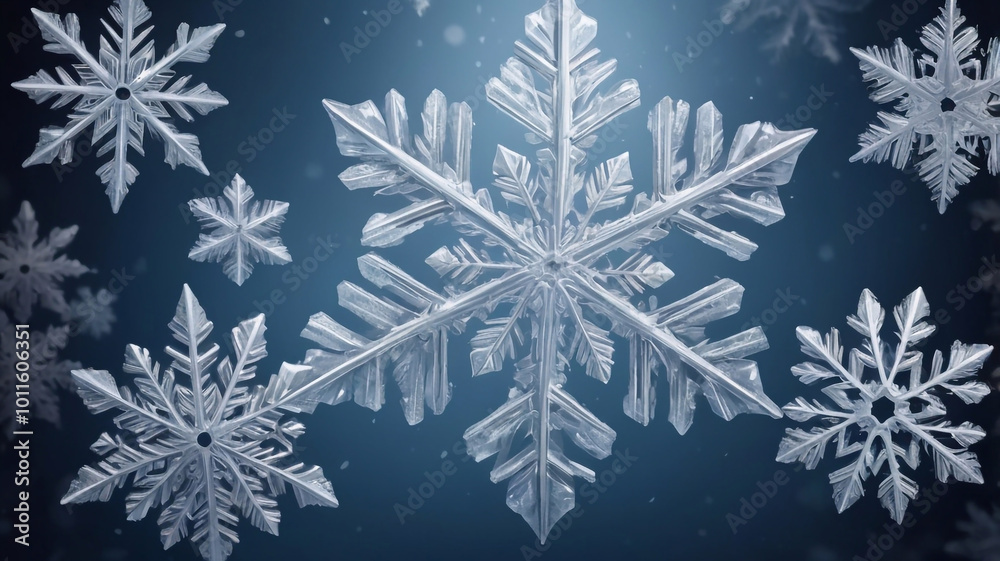 Close-up of snowflakes in winter. Background for winter holidays Close-up of snowflakes in winter. Background for winter holidays