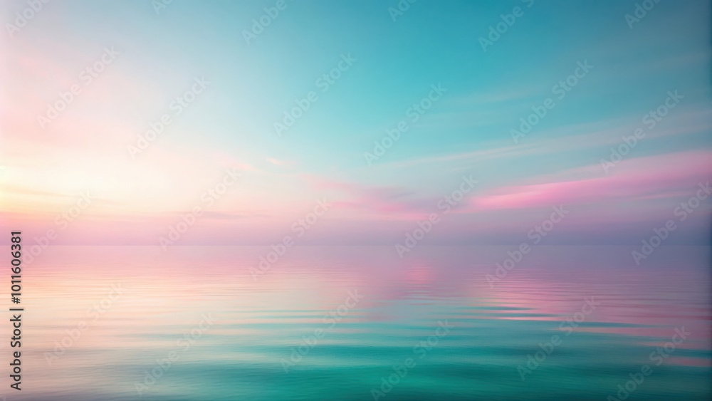 Obraz premium Serene Sunset Hues Reflected on Calm Waters, A Dreamy Seascape with Pastel Sky and Gentle Waves