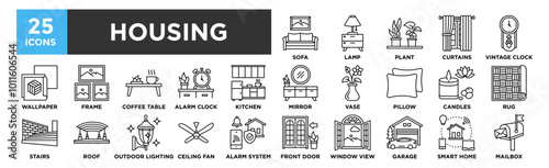 Housing icon collection set. Containing design house, home, building, architecture, estate, business, property