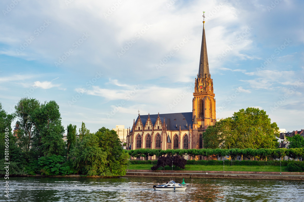 Frankfurt am Main city Lutheran church on a bright sunny summer day, Germany Frankfurt am Main city Lutheran church on a bright sunny summer day, Germany