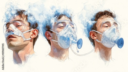 a An illustration of the process of performing a comprehensive assessment for patients with respiratory distress.