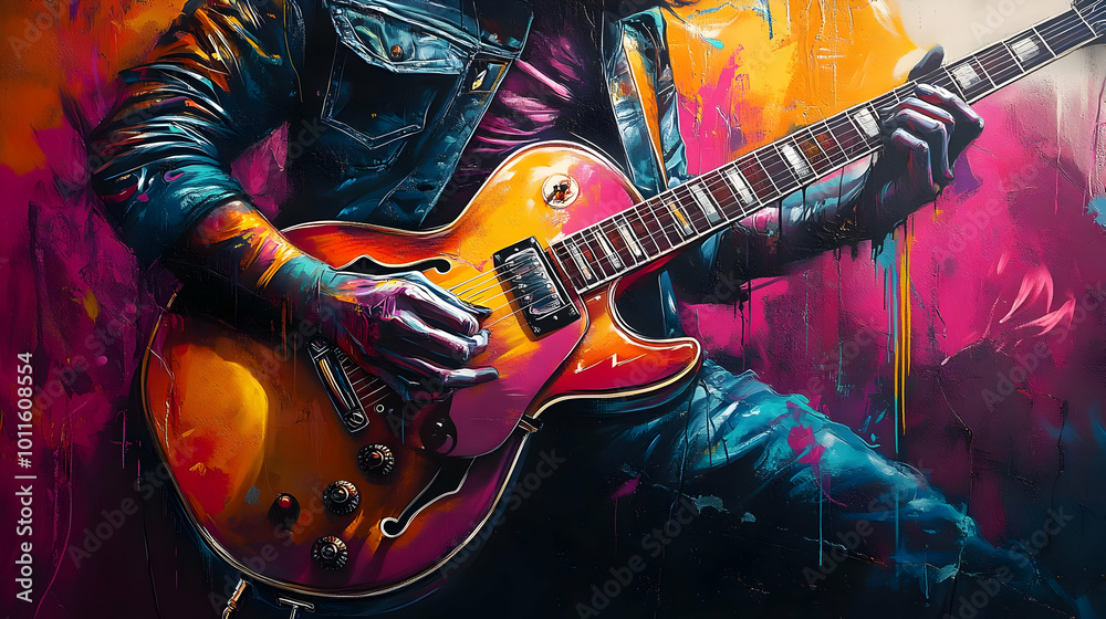 Obraz premium Abstract Guitar Player Illustration