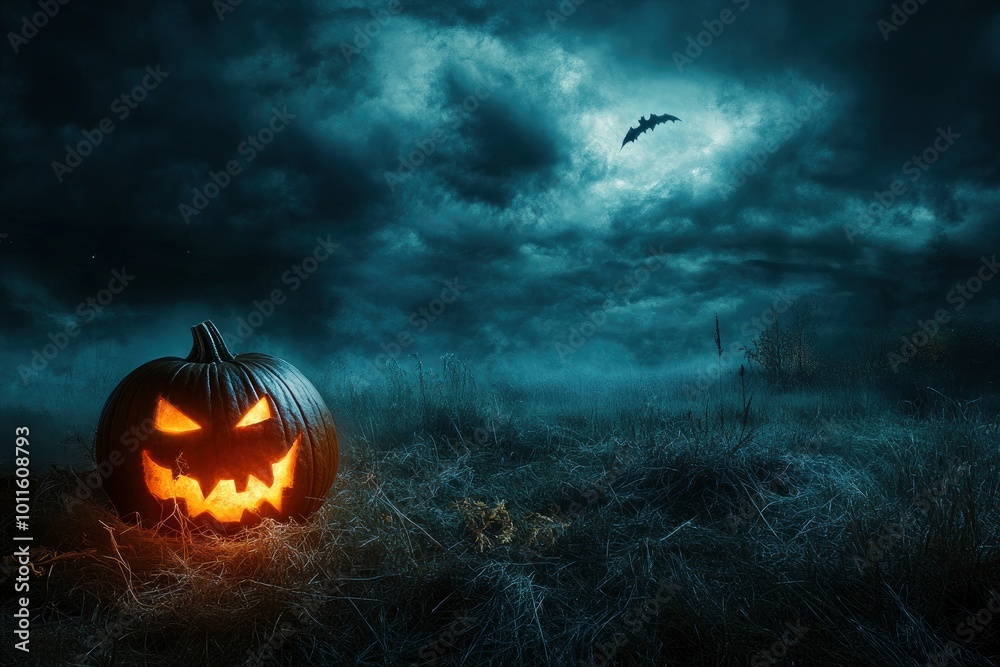 storm clouds over night landscape, dark halloween background - generative ai storm clouds over night landscape, dark halloween background - generative ai