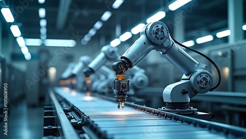 Wallpaper Mural industry 40 factory with industrial engineer working alongside automation robot arms intelligent manufacturing concept 3d rendering Torontodigital.ca