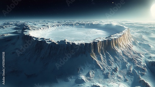 a An illustration of the Martian polar ice caps and their seasonal changes.