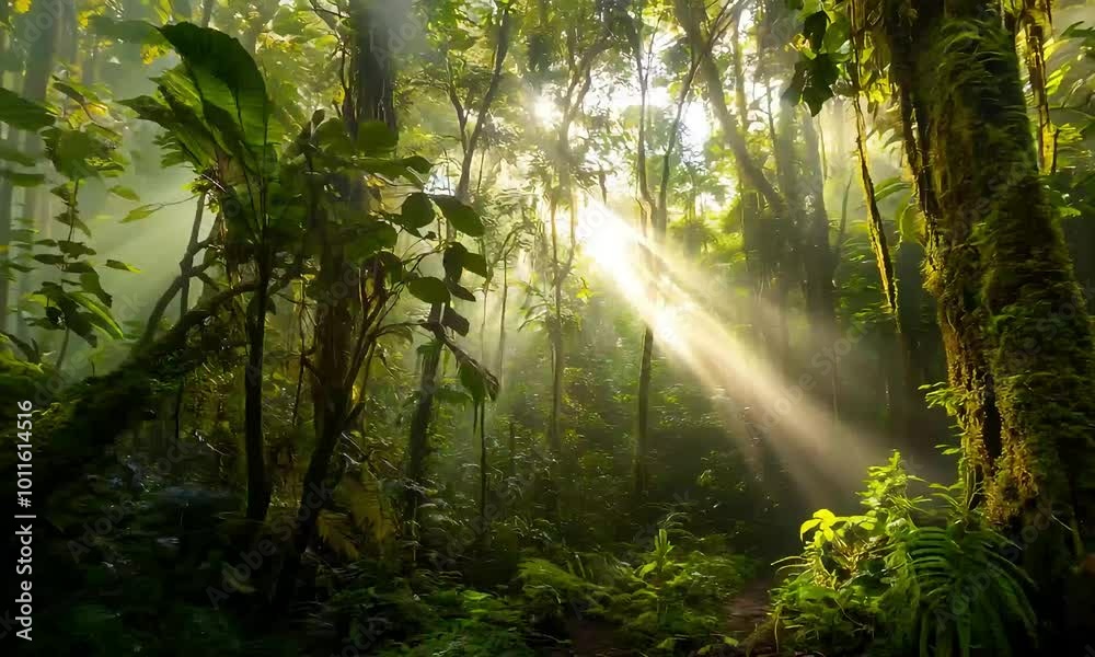 Sunlight Through The Rainforest Canopy Sunlight Through The Rainforest Canopy