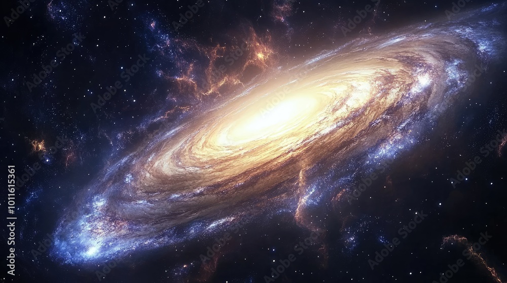 A stunning image of a spiral galaxy, its swirling arms glowing with cosmic light, capturing the majesty and vastness of the universe. A stunning image of a spiral galaxy, its swirling arms glowing with cosmic light, capturing the majesty and vastness of the universe.