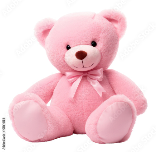 PNG Teddy bear pink toy white background.