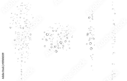 Oxygen air bubbles  flow  in water on white  background.