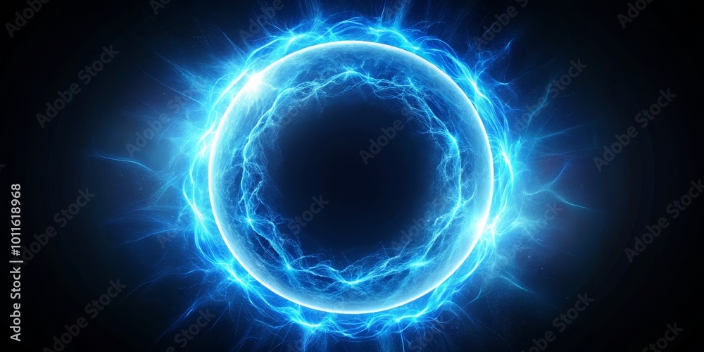 Abstract Blue Energy Sphere, Digital Art, Energy, Sphere, Abstract