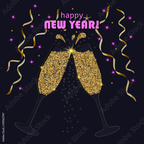 Toasting with champagne for a happy new year