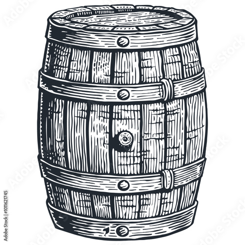 Wooden barrel, vector illustration