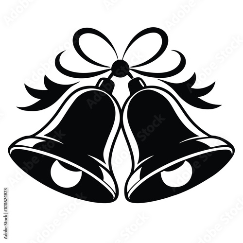 Christmas pair of Christmas bells vector silhouette photo