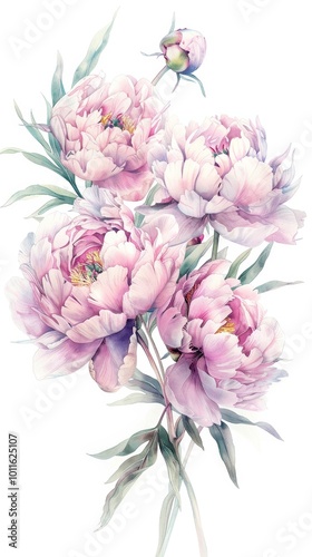 Fresh Peonies Arranged in a Bouquet on a White Background for Spring Decor Inspiration Generative AI