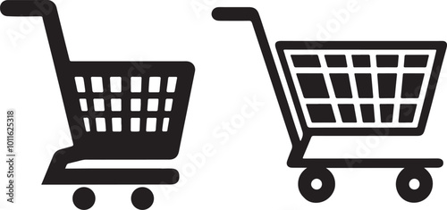 Full and empty shopping cart symbol shop and sale icon vector art illustration Set