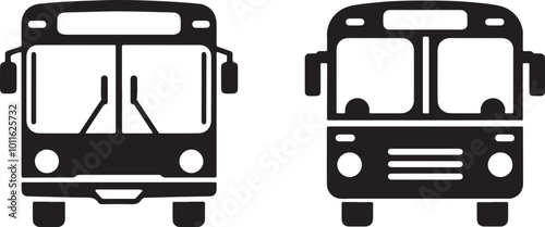 Bus symbol bus stop sign icon vector art illustration Set