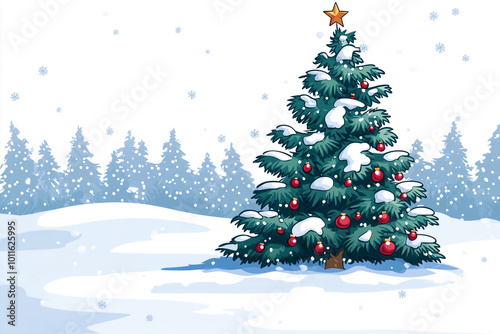 christmas tree in snow