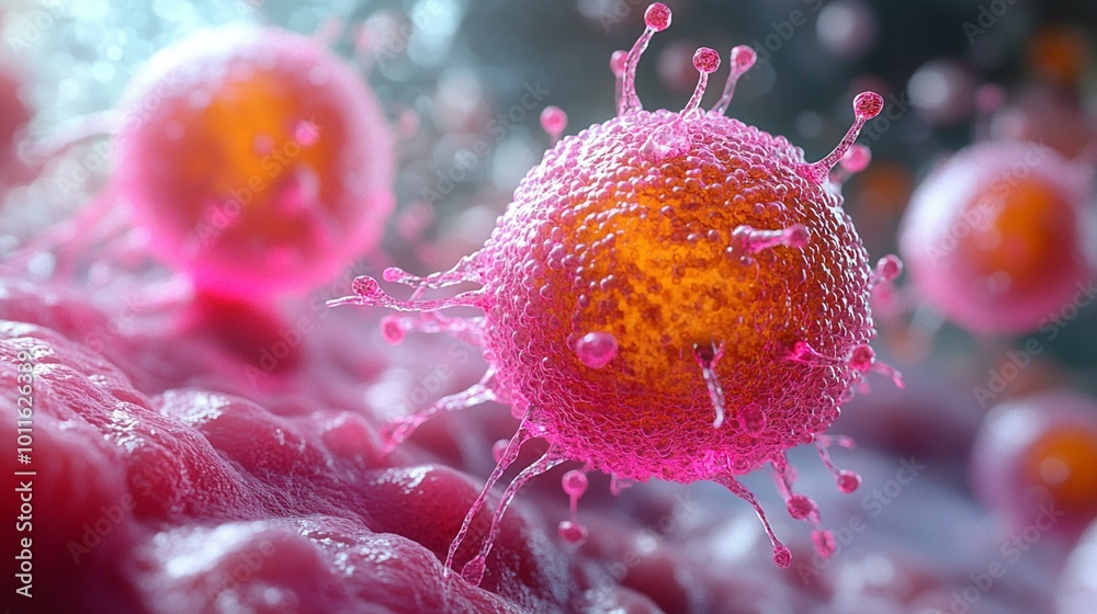 a A 3D model of the interactions between immune cells and cancer cells ...