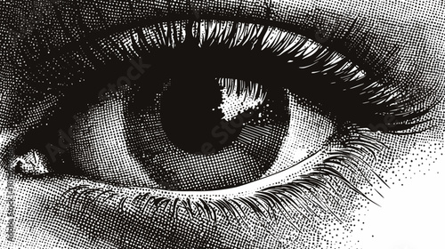 Beautiful vector human eye closeup halftone pattern illustration