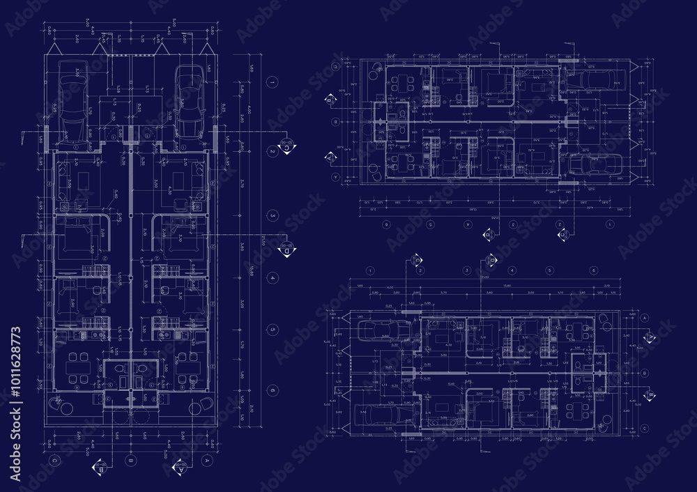 Floor plan designed building on the drawing. Floor plan designed building on the drawing.