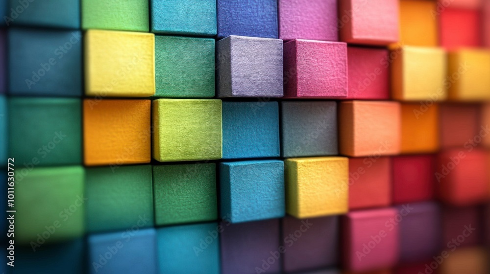 Colorful wooden blocks arranged in a vibrant pattern. Colorful wooden blocks arranged in a vibrant pattern.