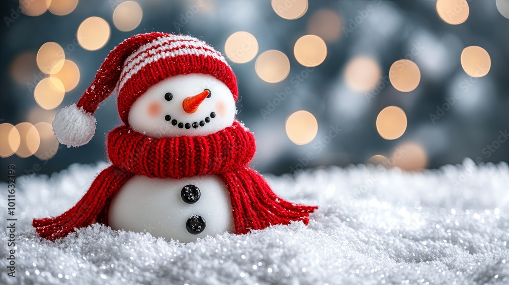 Charming Snowman in a Snowy Christmas Scene Charming Snowman in a Snowy Christmas Scene