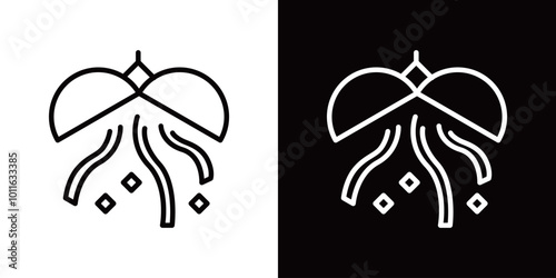 くす玉のシンプルなラインアイコン