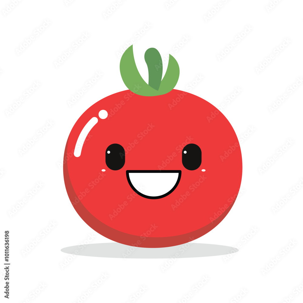 Fototapeta premium Vector illustration of a red tomato isolated on white , Tomato vector. Tomato on white background. Tomato vector in cartoon style