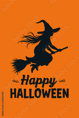 Happy Halloween Hexe auf Besen