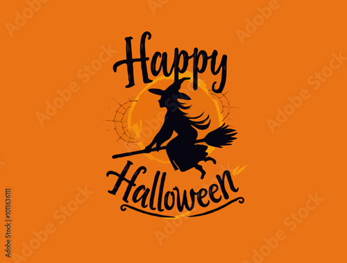 Happy Halloween Hexe auf Besen