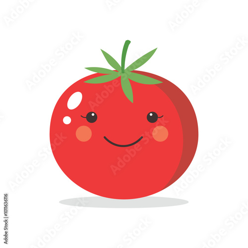 Vector illustration of a red tomato isolated on white , Tomato vector. Tomato on white background. Tomato vector in cartoon style