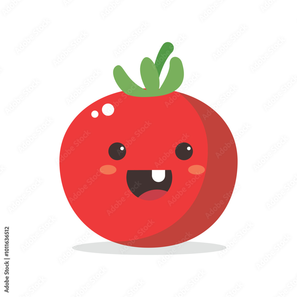 Obraz premium Vector illustration of a red tomato isolated on white , Tomato vector. Tomato on white background. Tomato vector in cartoon style