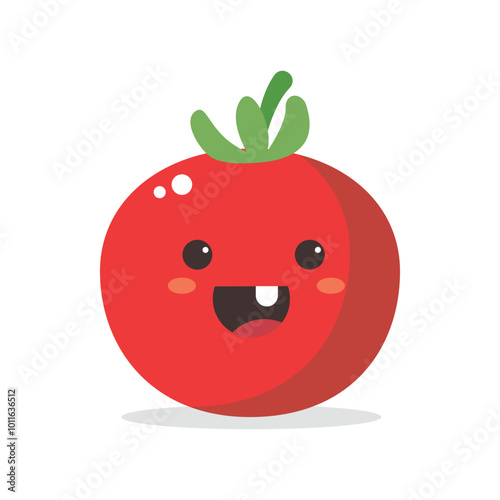 Vector illustration of a red tomato isolated on white , Tomato vector. Tomato on white background. Tomato vector in cartoon style