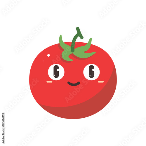 Vector illustration of a red tomato isolated on white , Tomato vector. Tomato on white background. Tomato vector in cartoon style