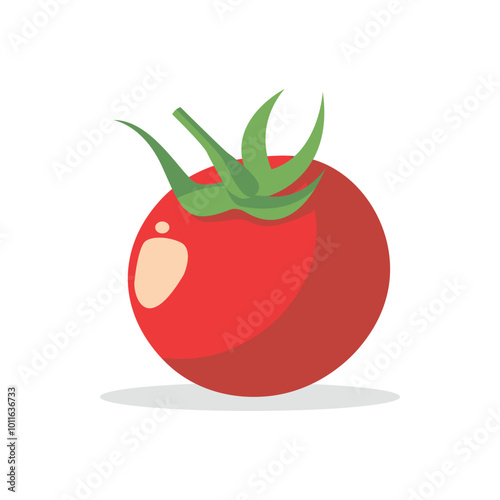 Vector illustration of a red tomato isolated on white , Tomato vector. Tomato on white background. Tomato vector in cartoon style