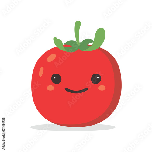 Vector illustration of a red tomato isolated on white , Tomato vector. Tomato on white background. Tomato vector in cartoon style