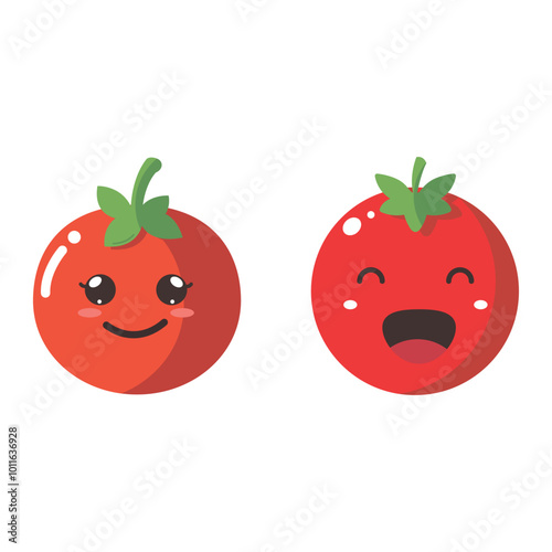 Vector illustration of a red tomato isolated on white , Tomato vector. Tomato on white background. Tomato vector in cartoon style