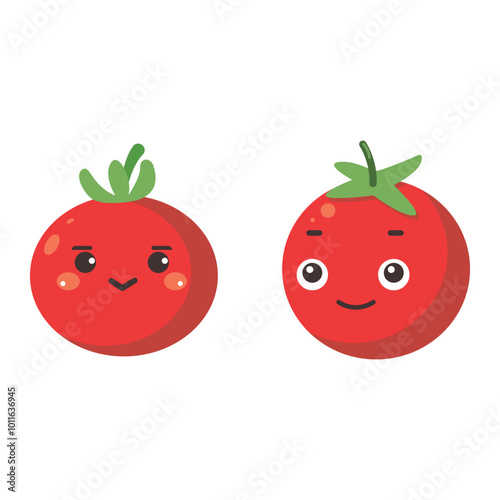 Vector illustration of a red tomato isolated on white , Tomato vector. Tomato on white background. Tomato vector in cartoon style