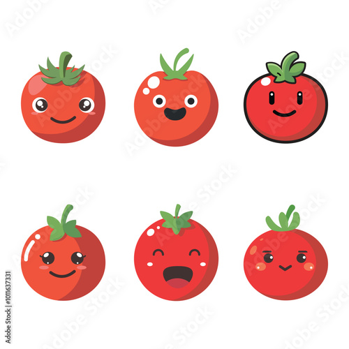 Vector illustration of a red tomato isolated on white , Tomato vector. Tomato on white background. Tomato vector in cartoon style