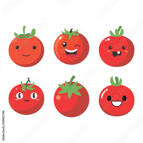 Vector illustration of a red tomato isolated on white , Tomato vector. Tomato on white background. Tomato vector in cartoon style