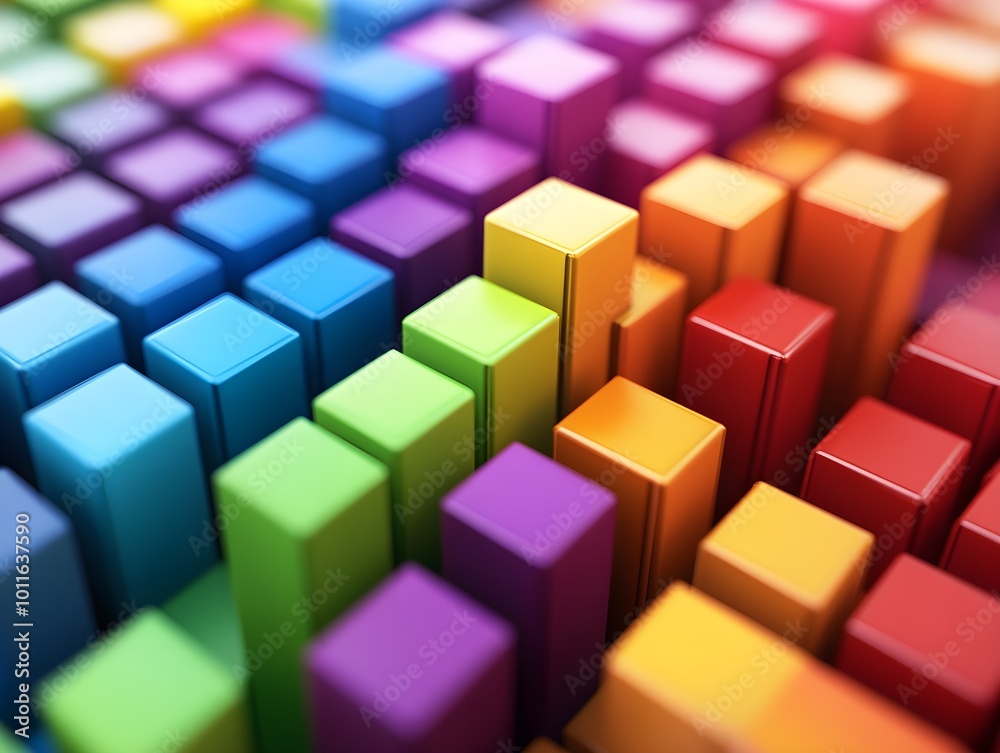 Colorful Abstract Blocks in Vibrant Arrangement Colorful Abstract Blocks in Vibrant Arrangement