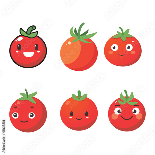 Vector illustration of a red tomato isolated on white , Tomato vector. Tomato on white background. Tomato vector in cartoon style