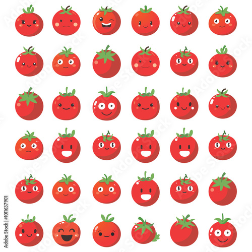 Vector illustration of a red tomato isolated on white , Tomato vector. Tomato on white background. Tomato vector in cartoon style